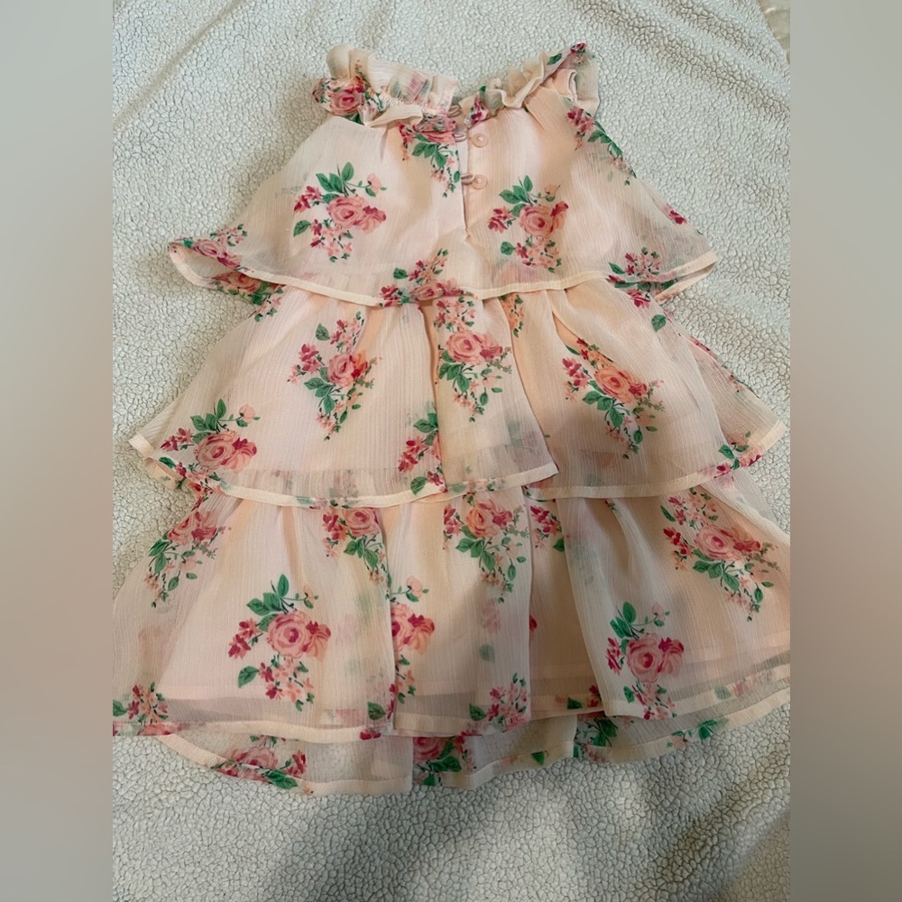 Janie and Jack pink Tiered floral ruffle dress 12-18month